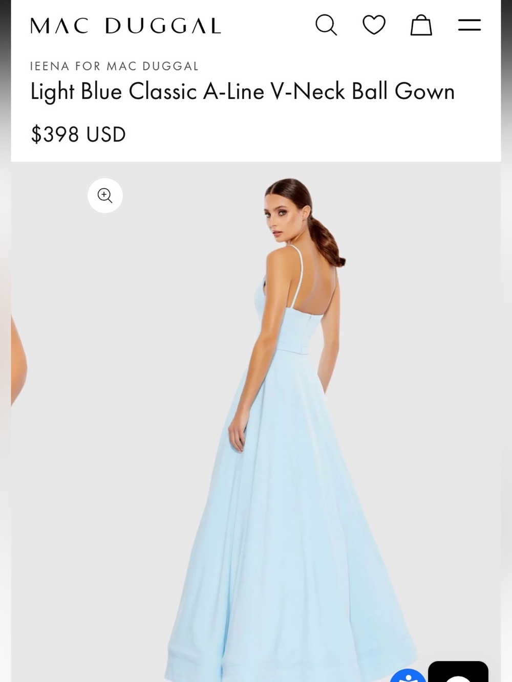 IEENA FOR MAC DUGGAL
Light Blue Classic A-Line V-Neck Ball Gown